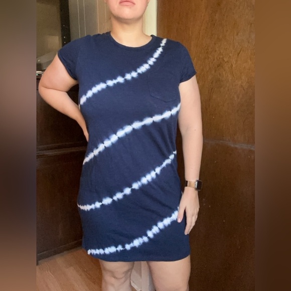 GAP Dresses & Skirts - Gap Women’s Large 100% Slub Cotton Blue White Tie Dye Rolled Sleeve Knee Dress